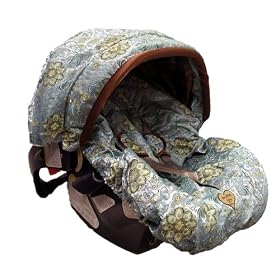 Baby Bella Maya Infant Car Seat Cover in Couture Ocean Mist Blue with Trim