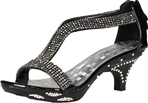 Women Lety73 Rhinestone T-Strap Evening Dancing Dress Low Heel Sandals