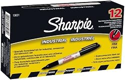Sharpie 13601 Industrial Permanent Marker, Fine Point, Black, Dozen