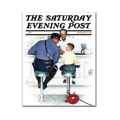 norman rockwell magazine cover for the saturday evening post featuring a police officer and a little runaway boy sitting at the diner counter norman rockwell magazine cover for the saturday evening post featuring a police officer and a little runaway boy sitting at the diner counter