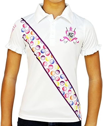 Kissi Couture Big Girls Golf Sash Polo Shirt with Golf Bling XL Purple