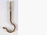 Rogar 9862-6 4 Inch Ceiling Hooks - Brass Plated - 6 pack