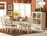 Dining Table Rounded Corners in Antique White Warm Cherry Top