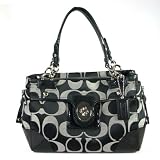 NEW AUTHENTIC COACH PEYTON SIGNATURE SATCHEL CARRYALL HANDBAG (BW/Black/Silver)