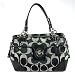 NEW AUTHENTIC COACH PEYTON SIGNATURE SATCHEL CARRYALL HANDBAG (BW/Black/Silver)
