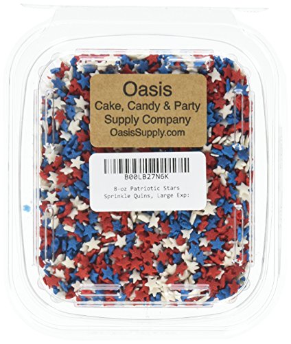 Oasis Supply 8-Ounce Patriotic Stars Sprinkle Quins, Large