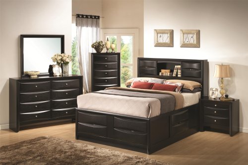 Briana Black Bookcase Queen Storage 4pc Bedroom Set Online