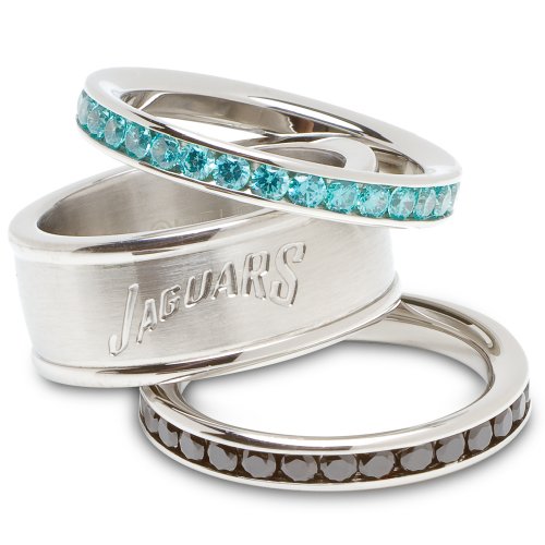 Jacksonville Jaguars Logo Crystal Stacked Ring Set (Size 8)