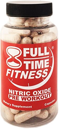Full-Time Fitness Nitric Oxide Pre Workout Pills - NO Preworkout Supplements Best NO2 Bodybuilding Formula Works Fast Burn Fat and Build Muscle For Men and Women (120 Capsules)
