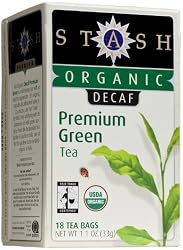 Stash Organic Decaf Premium Green Tea, Tea Bags, 18-Count Boxes (Pack of 6)