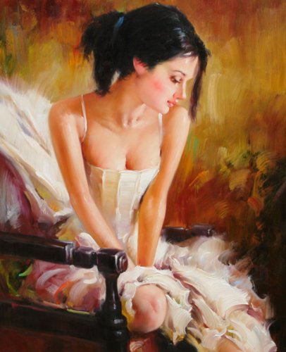 Traditional Art Original Oil Painting on Stretched Canvas Beautiful Woman Wall Decor 20