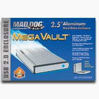 Mad Dog Multimedia MegaVault MD-AEN250USB2 2.5 inch Hard Drive USB 2.0 Enclosure