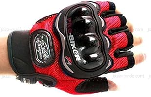 Pro-Biker Riding Half Cut Gloves - 1 Pair for Bike Motorcycle Scooter Riding - Red Color