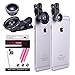 iPhone Lens for 6/6s/7 Plus, Fish Eye + Macro + Wide Angle 3 in 1 Clip-on Camera Lens Kit for Most Smartphones(Black)