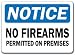 Notice Sign - No Firearms Permitted On Premises - 10