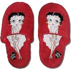 Betty Boop "Glamour Betty" Women's Red Terrycloth Slippers