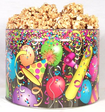 Ultimate's Low Carb 2 Gallon It's A Party Tin with 2.5 Pounds of Sugarfree Caramel Corn by Sugar-Free Candy
