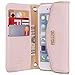 iPhone 6 6s Wallet Case, True Color© Premium Perforated Zipper Decorated Leatherette Wristlet Clutch Folio Flip Wallet Purse Clubbing Case Cover - Nude Pink