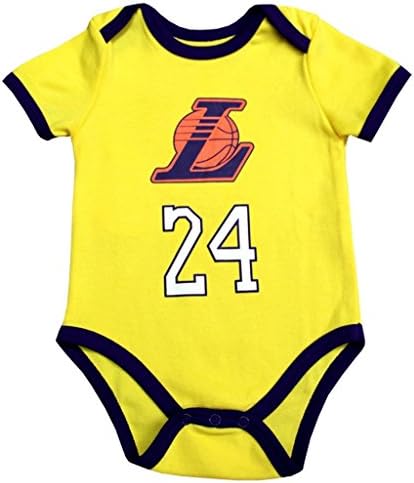 Gorsome Lakers kobe Bryant 24 baby onesie clothes bodysuit 1 piece custom baby bodysuit 3-6 Months Yellow