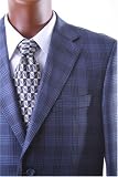 Men's 2 Button Luxury 100% Silk Wool Cashmere Navy Plaid Sport Coat, New For The Season!!
