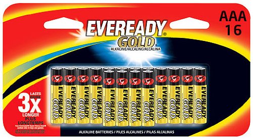 Eveready Gold Alkaline Batteries AAA, In Family Pack, 16-Count