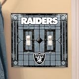 Oakland Raiders - NFL Art Glass Double Switch Plate Cover