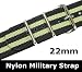 Military Nylon Nato Black Green Strap 22mm