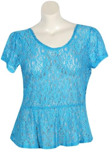Plus Size Blue Lace Peplum Top --Size: 3x Color: Blue