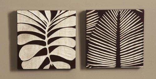 2pcs Tropical Leaf III Wood Art Wall Decor in Espresso Finish