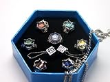 Japanese Anime Katekyo Hitman Reborn Cosplay Accessories - Set of Seven Gem Rings and Necklace 2nd Ver
