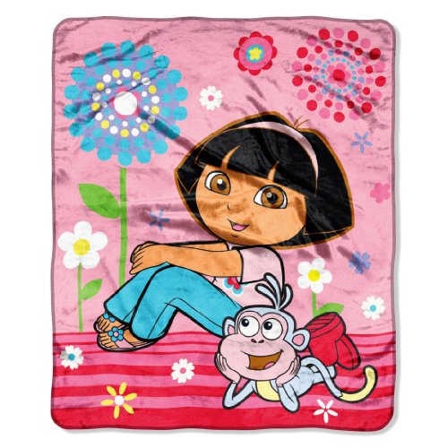 Northwest Company 50-Inch-by-60-Inch Micro Raschel Throw Blanket, Dora the Explorer 
