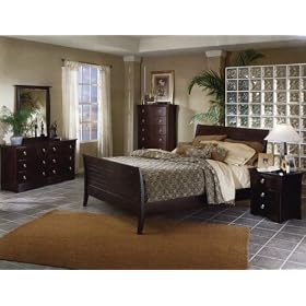 Bedroom Furniture - Bedroom Furniture Set in Mocha Finish with Solid Wood and Wood Veneers