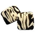 Zebra Safari Animal Print Car Mirror Fuzzy Dice - Black & White - Pair