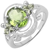 2.10 Carat Genuine Peridot Sterling Silver Ring