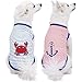 Blueberry Pet Pack of 2 Soft & Comfy Sunshine Sea Lover Cotton Blend Striped Dog T Shirts Tank Top, Back Length 16