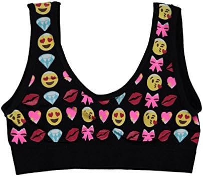 Little Black Panties Big Girls' "Diamond Emojis" Sports Bra - black, 10 - 12