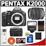 Pentax K2000 Digital SLR Camera with 18-55mm Zoom Lens & AF200FG Flash + 8GB SDHC Card + AA Batteries + Charger + Case + Cameta Bonus Accessory Kit