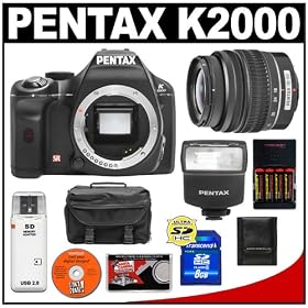 Pentax K2000 Digital SLR Camera with 18-55mm Zoom Lens and AF200FG Flash + 8GB SDHC Card +... by Pentax