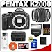 Pentax K2000 Digital SLR Camera with 18-55mm Zoom Lens & AF200FG Flash + 8GB SDHC Card + AA Batteries + Charger + Case + Cameta Bonus Accessory Kit