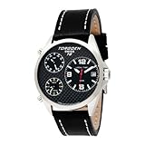 Torgoen Swiss Men's T08101 Triple Time Zone Carbon Fiber Leather Strap Watch