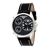 Torgoen Swiss Men's T08101 Triple Time Zone Carbon Fiber Leather Strap Watch