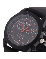 Unisex Quartz Wristwatch Wrist Watch Silicone Band Black Dial Orange Mark Hot