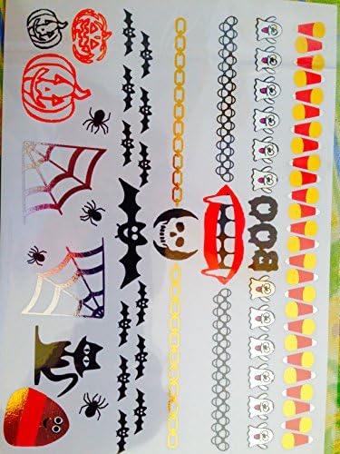 Halloween Colored and Metallic Temporary Skin Bling Metallic Flash Tattoos - 1 Sheet- Style # H1