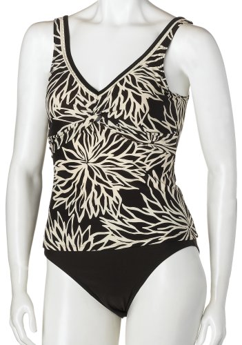 Christina Women's Sand Flowers 2 Piece Tankini with Twist Front