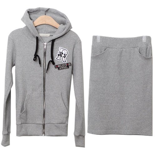 (イイネショップ) eeNeshop ワッペン パーカー スカート セットアップ