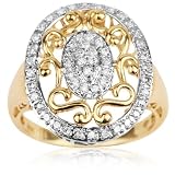 10k Yellow Gold 0.25 ctw Diamond Filigree Vintage Cameo Inspired Ring 10k Yellow Gold 0.25 ctw Diamond Filigree Vintage Cameo Inspired Ring