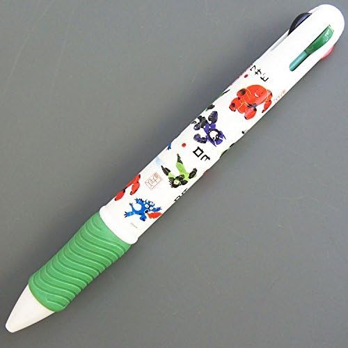 Japan Disney Official Big Hero 6 - Baymax Superhero Team Cute Large Size Push Style Quadruple Four Color Ballpoint Grip Pen Red Black Green Blue Ink Birthday Capacity Students Ball Point Stationery