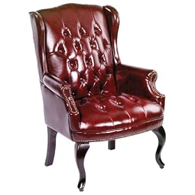 Boss Wingback Traditional Guest Chair, Burgundy