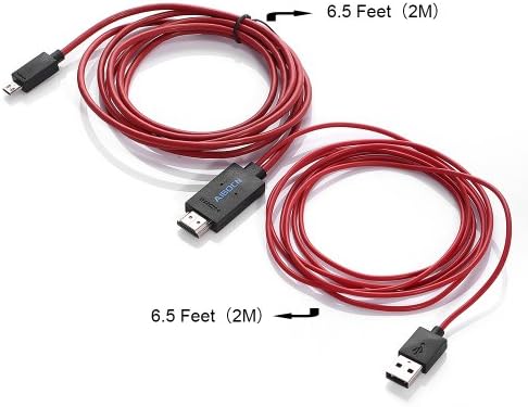 Aibocn® 6.5 Feet MHL 11 Pin Micro USB to HDMI Adapter Cable 1080P HDTV for Samsung Galaxy S5 SV i9600(2014 Newest Version)