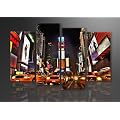 Bild auf Leinwand New York 130 x 80 cm 4 Teile Modell-Nr. XXL 6166 Bilder fertig gerahmt auf echtem Holzrahmen riesig. Ausf�hrung Kunstdruck als Wandbild mit Rahmen.